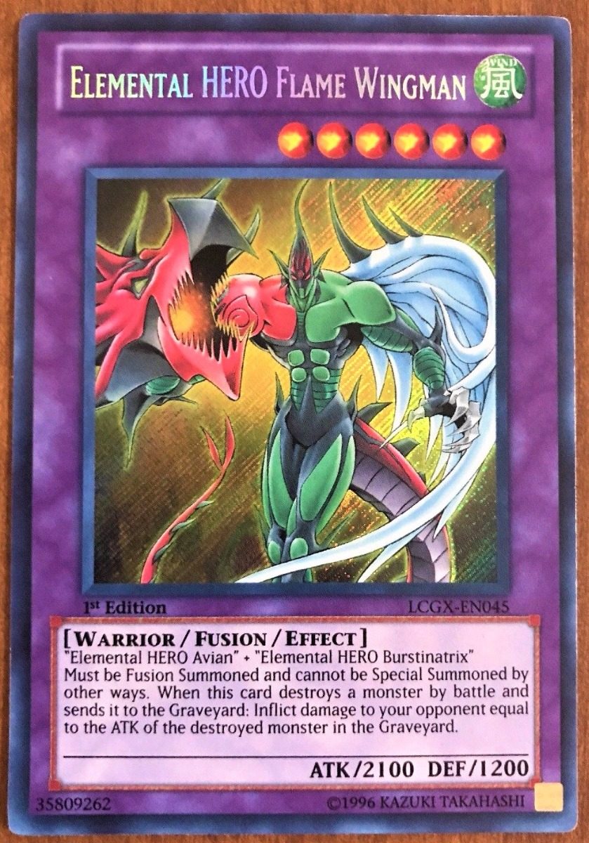 Yugioh Elemental Hero Flame Wingman Lcgx-en045 Secret 