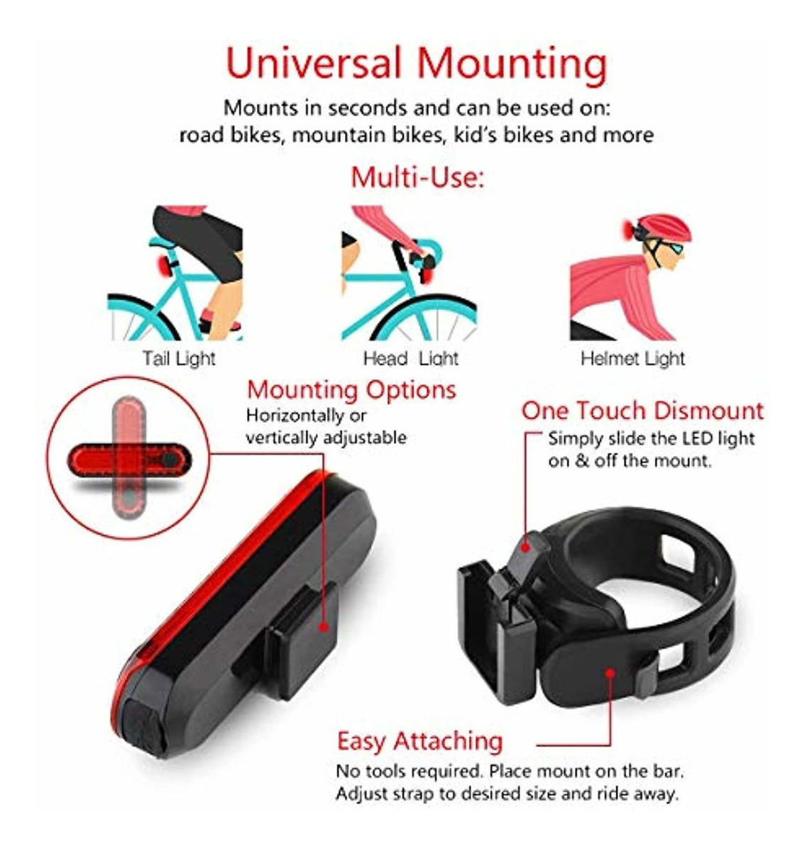 Yuwumin Rear Bike Tail Light,Ultra Bright USB Rechargeable Volcano Bicycle Taillights,Red High Intensity Led Accessories Fits On Any Road Bikes,Helmets.Easy to Install for Cycling Safety Flashlight