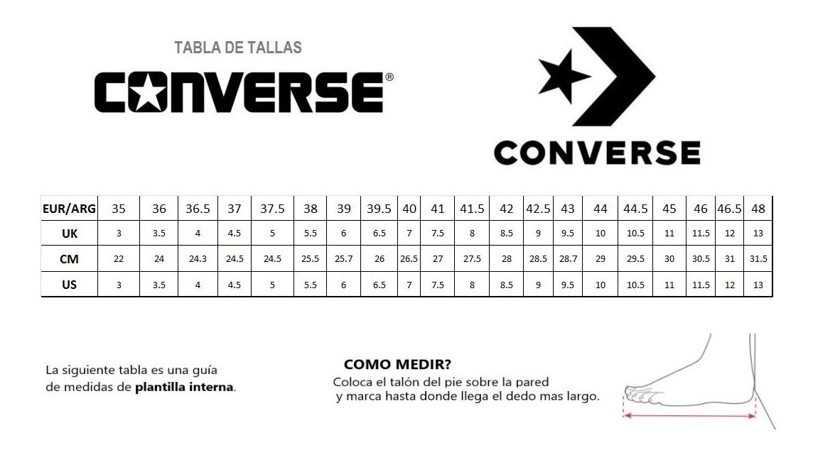 Converse Guia De Tallas Off 74