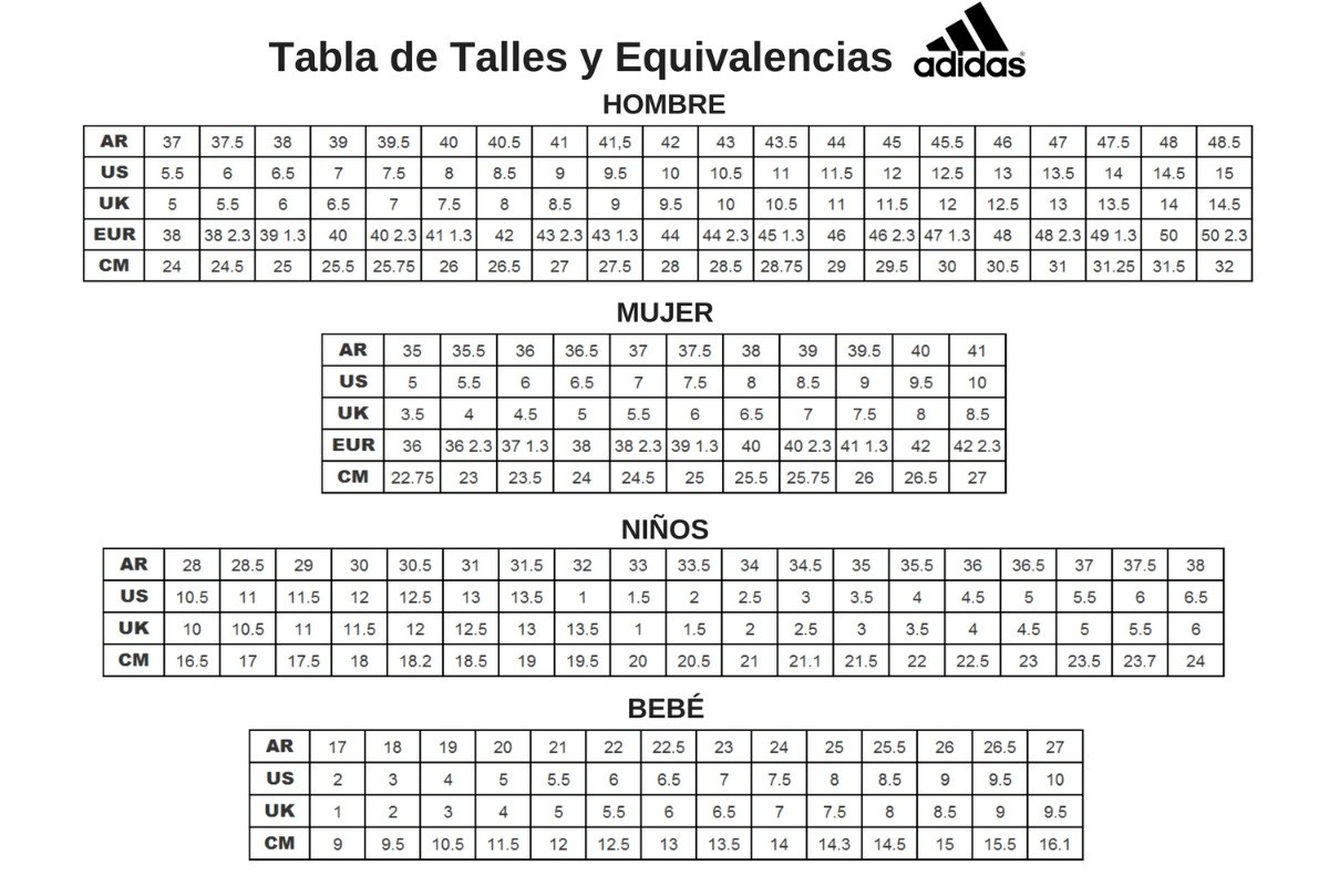 numeracion adidas niños