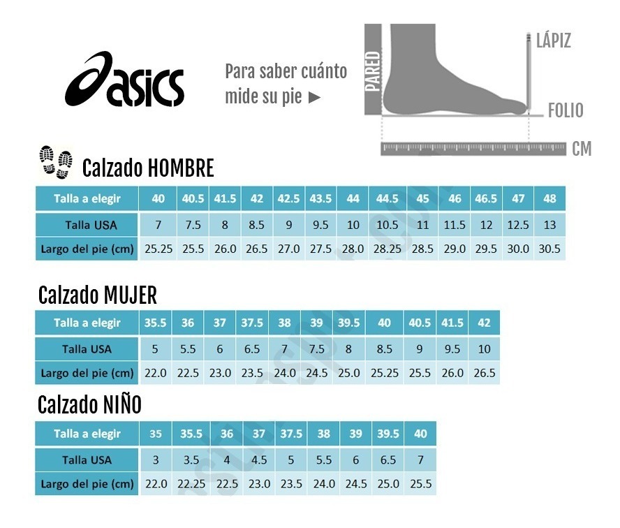 Tabla Tallas Zapatillas Asics Switzerland, 38% - editorialsinderesis.com