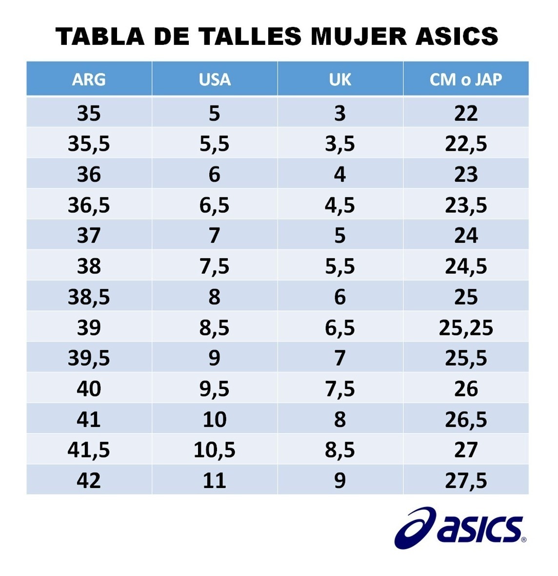 Tabla Tallas Asics Argentina Luxembourg, SAVE 49% -