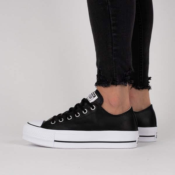 converse plataforma cuero negras