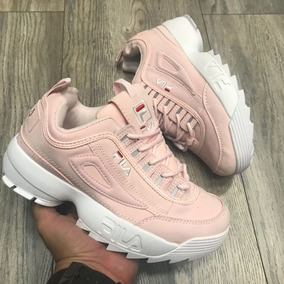 zapatillas fila rosas y blancas