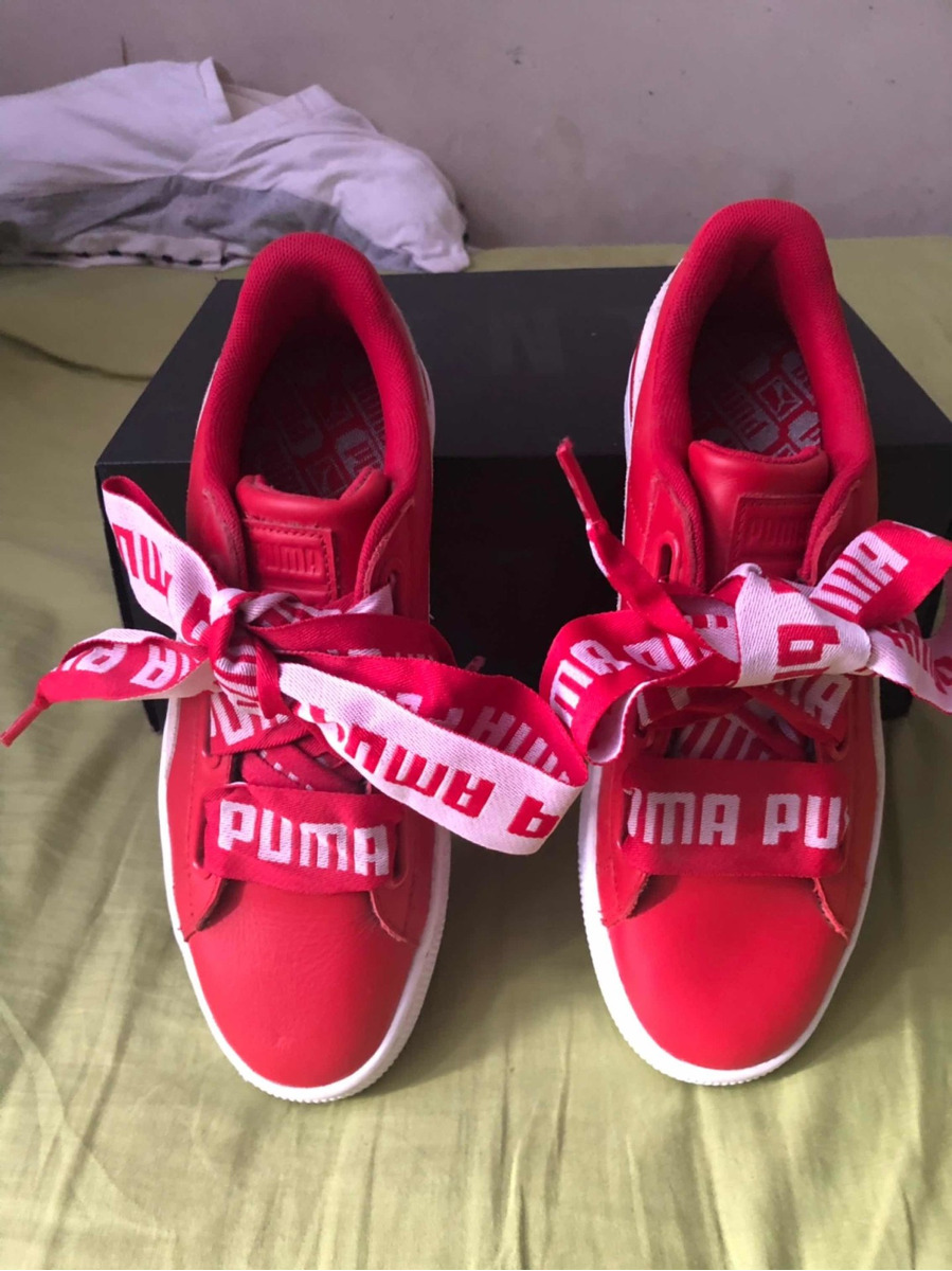 puma basket heart rojas