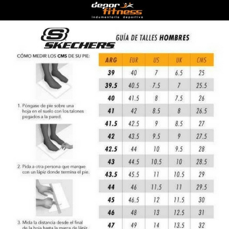 equivalencia de tallas de zapatillas skechers