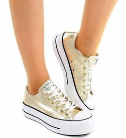 converse doradas con plataforma