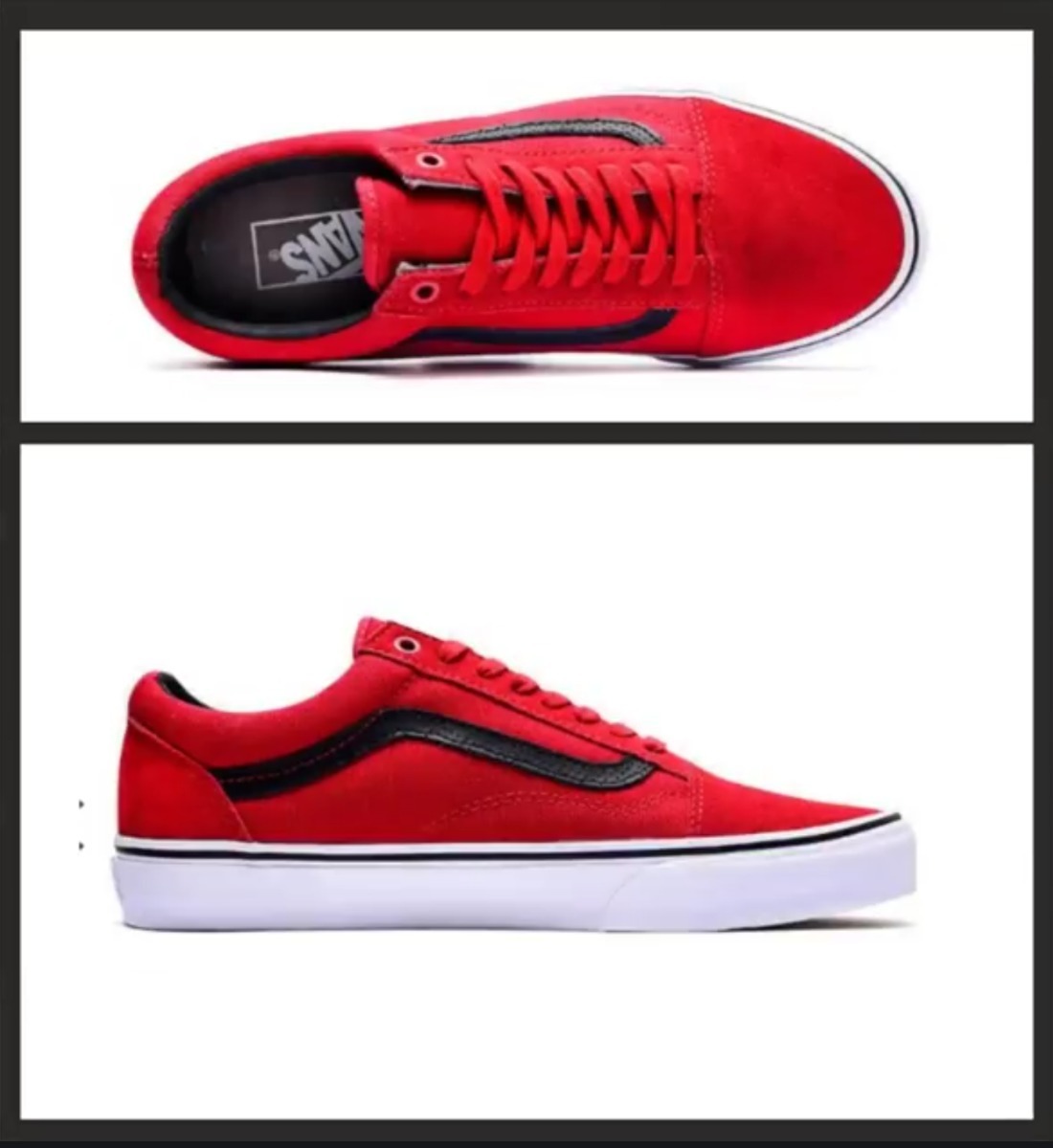 vans negras y rojas