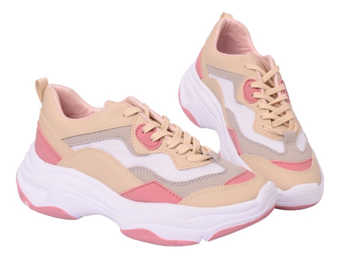 Zapato Tipo Tenis Sneakers Rosa Beige Para Mujer - $ 74.900 en Mercado Libre