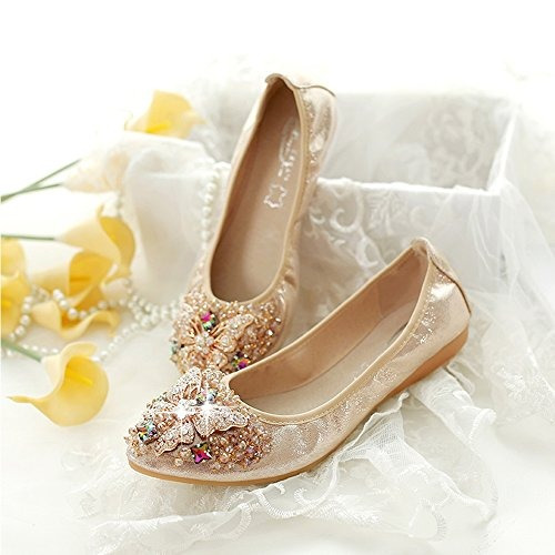 zapatos de boda para mujer meeshine rhinestone slip en zapat