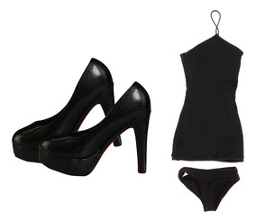 Casa de muñecas en miniatura de Damas Zapatos Stiletto Negro 1:12th Escala