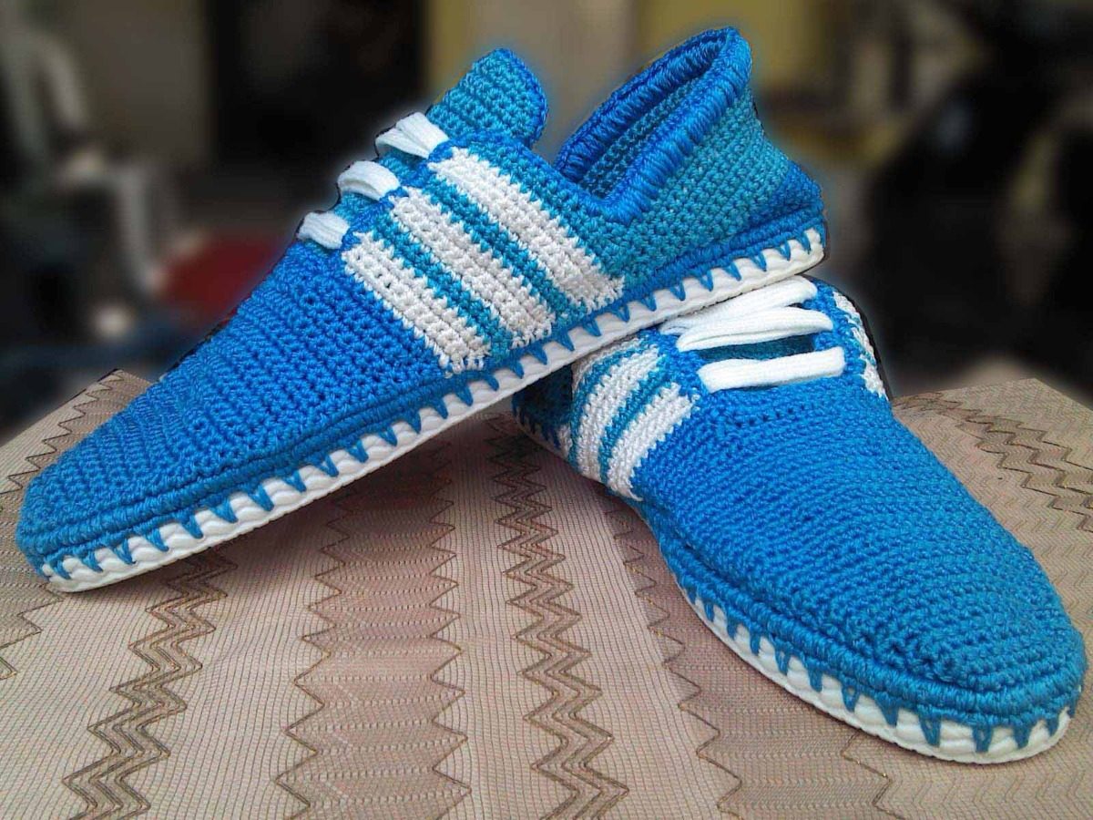 zapatos adidas tejidos a crochet