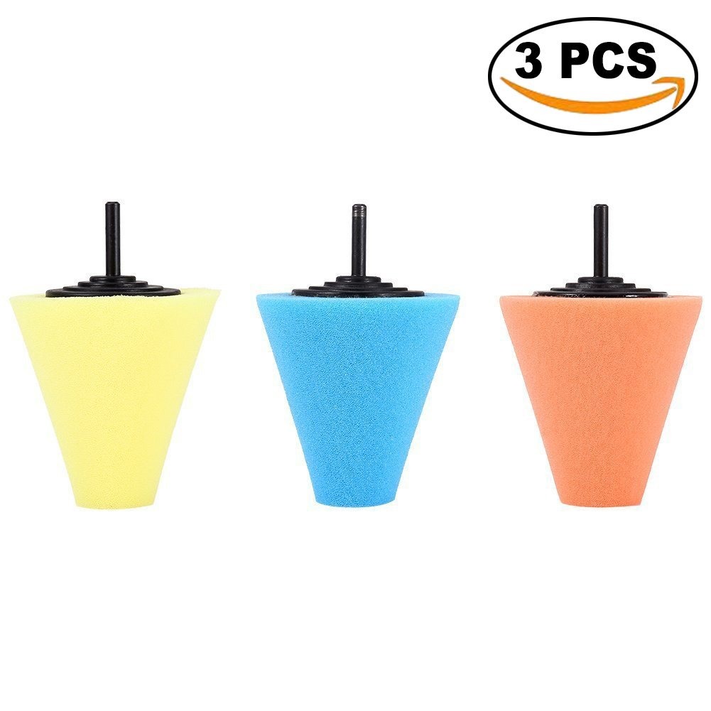 Para Cuidado de las Automotriz Ruedas 3Pcs 1//4 6mm Shank Sponge Cone Metal Pulido Almohadilla de Espuma Lana Pulido Bola de Pulido