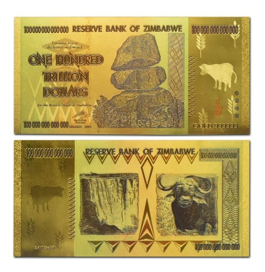 Zimbabwe Gold Dourada 100 Trillion Dollars Nf E Danfe R 30 00 Em Mercado Livre Dourada 100 Trillion Dollars Nf